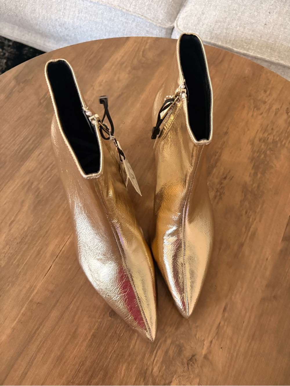Zara Metallic Bronze Low-Kit Ankle Boots - Picture 5 of 8